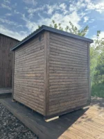 Brown-painted L Box sauna with window in front wall - Image 4